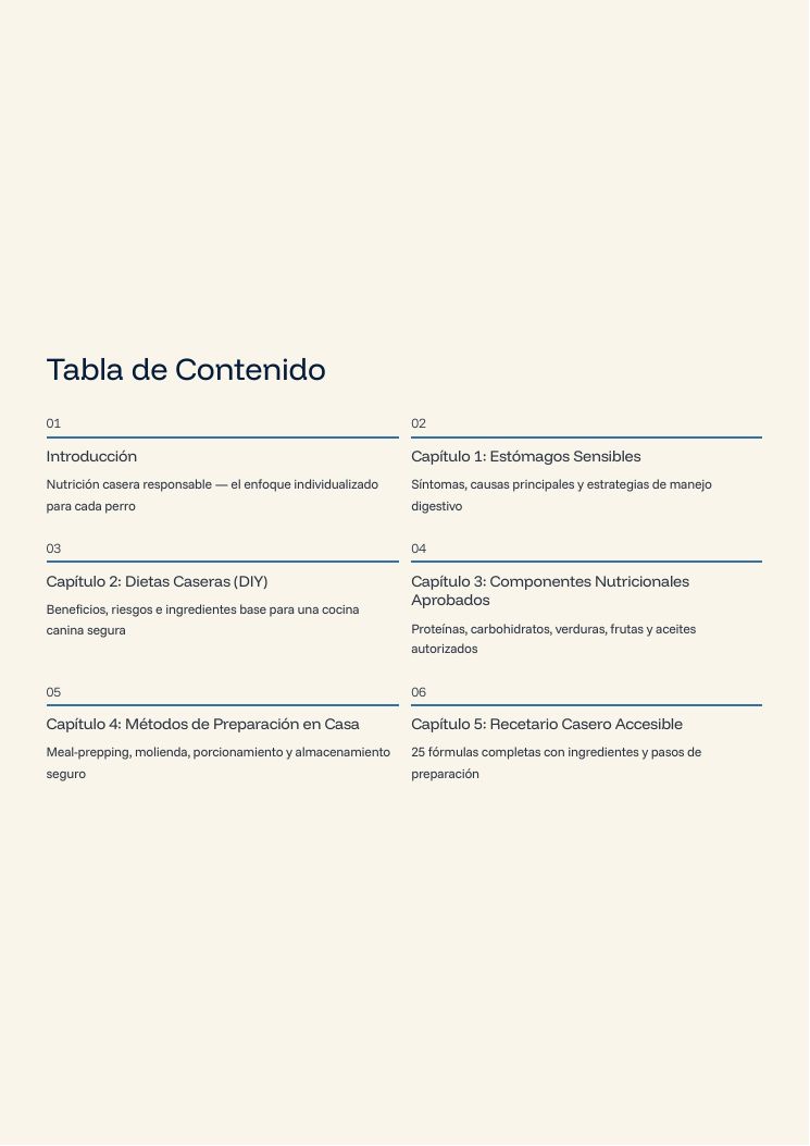 Tabla de contenido de la guía principal